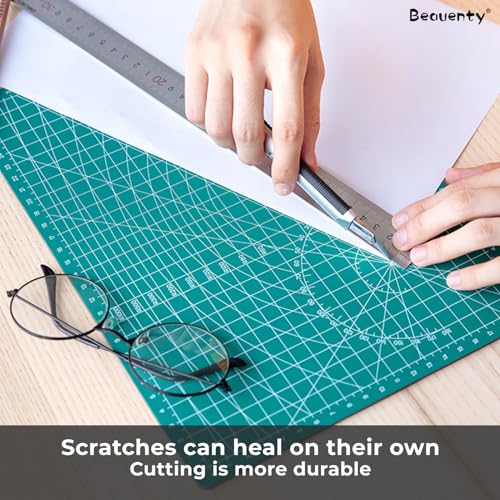 Beauenty A1/A2/A3 Cutting Mat, Self Healing Cutting Mat Durable Non-Slip 3mm Thick Double Sided Engraving Board, Reusable Gridded Rotary Mat for Crafts, Sewing, Engrave, Office (A3)