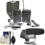 Vidpro XM-W4 Professional UHF Wireless Microphone System with Lavalier &amp; Case with Microphone + Kit