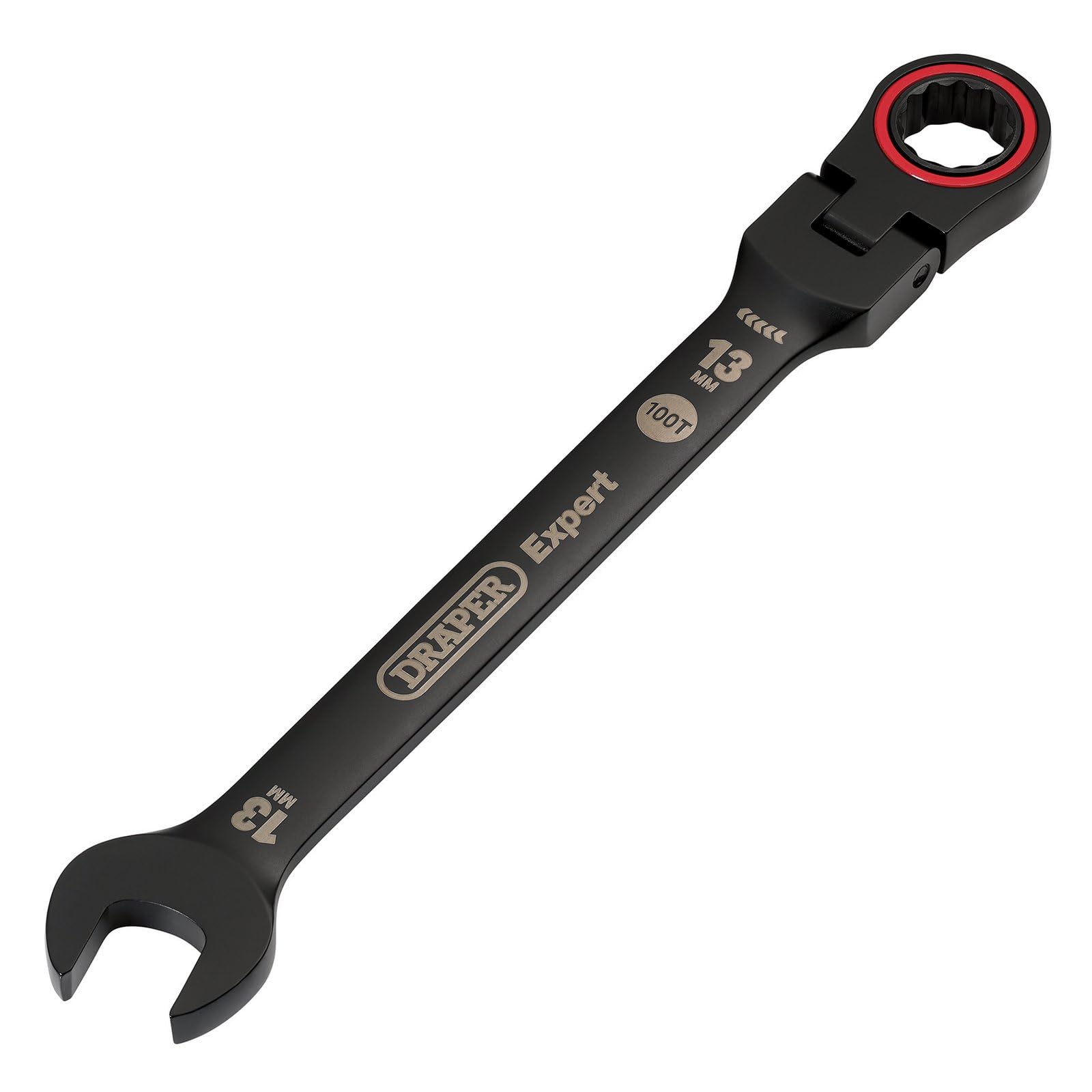 Draper 03919 Expert HI-TORQ Metric Flexible Head Ratchet Combination Spanner, 13mm, Black
