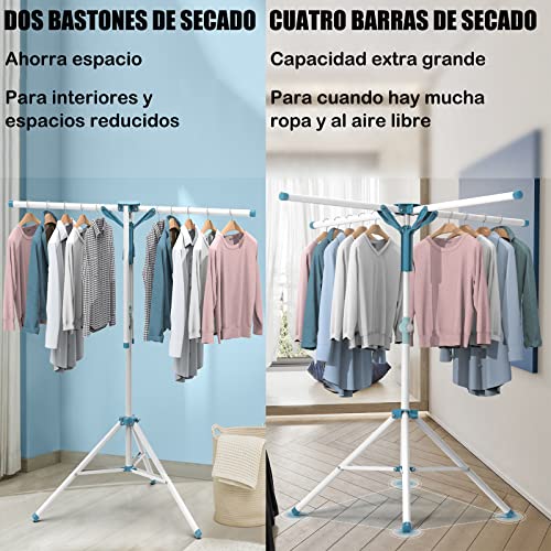 CARYWON Tendedero Plegable para Ropa, Tendedero para Ropa, Soportes Tendederos, Portátil de Acero Inoxidable Tendedero de Ropa Plegable, Tendedero Plegable y Extensible para Interiores y Exteriores