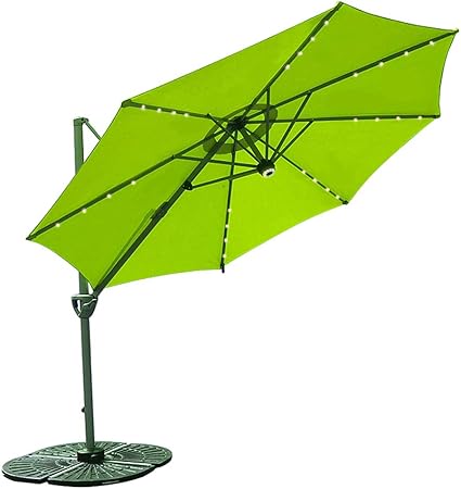 Cobana 10 Offset Patio Umbrella With Solar Powered 32led And Blue Tooth Speaker And 360 Degree Rotation Pole Black