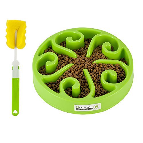 SlowTon Pet Slow Feeder Bowl, Non Toxic Bloat Stop Interactive Dog Feed Water Bowl Fun Puzzle Dish with Non Skid Base Prevent Choking indigestion vomiting with Bonus Clean Brush - Thumbnail 7