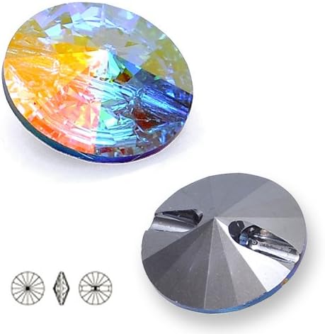 Button 12mm Swarovski 3015 Sew On Rivoli by 6-pcs (Crystal AB)