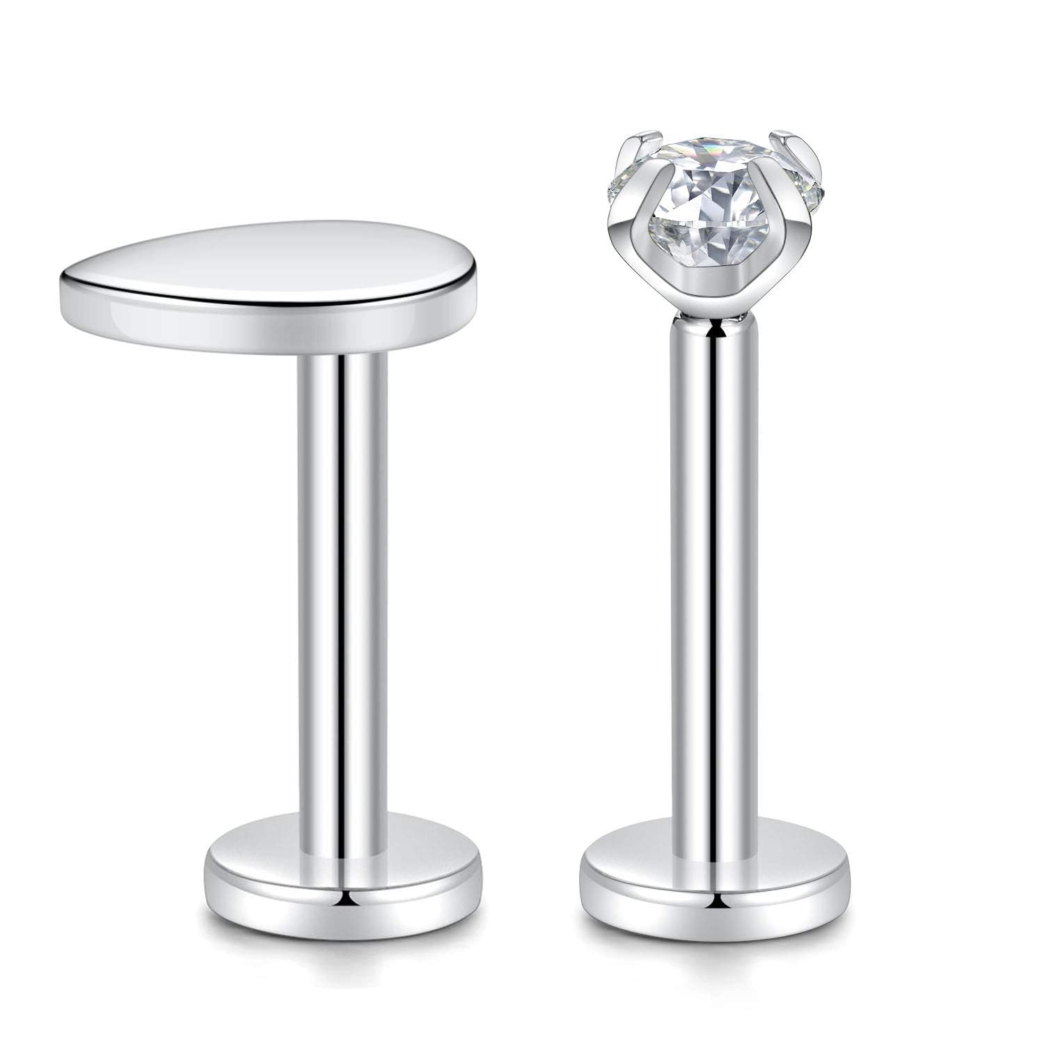 hengkaixuan G23 Titanium Internally Threaded Water Drop Earring 16g Crystal Labret Helix Tragus Cartilage Ear Piercing Body Jewelery