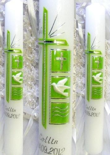 Christening/communion candles for boys or girls 400/40 mm VT-49 including accessories for writing on the candle