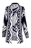 Forever Womens Aztec Tribal Leopard And Heart Print Knitted Boyfriend Cardigan
