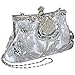 MG Collection Ginny Seed Beaded Rose Evening Purse Clutch Bag, Silver, One Size