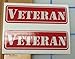 2 - Veteran, Red on Reflective, Hard Hat, Tool Box, Lunch Box, Helmet Stickers .675