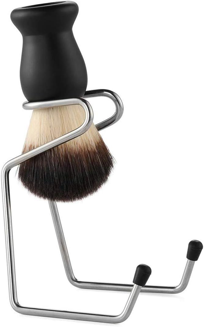 Men's Shaving Set, Stainless Steel Shaving Razor&Brush Holder Soap Bowl Mug Badger Hair Beard Brush, Wet Shaving Kit - 3 Pieces (Black) - Image 5
