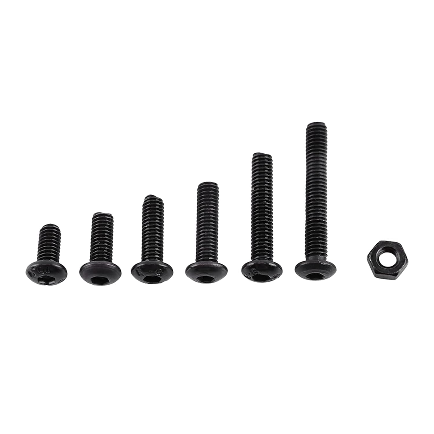 Eujgoov 250pcs Button Head Hex Socket Machine Screws, M3 Black Alloy Steel Hex Socket Screws Bolt with Hex Nuts Assortment (B: Button Head)
