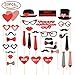 Photo Booth Prop 33Pcs On A Stick Mustache Hats Glasses Lips Ties for Wedding Valentine's Day Party DIY Photo Props Kit