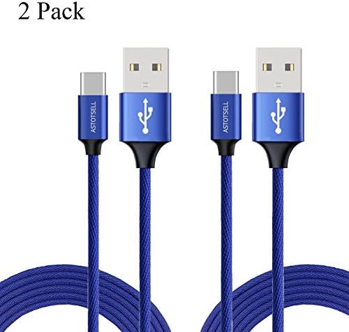 ASTOTSELL USB Type C Cable, 2-Pack Nylon Braided USB C to USB A Charger Cord Replacement Compatible for Samsung Galaxy S20 Plus S10 S10E S9 S8 Note 10 9 8, and Other USB C Devices (Blue, 2FT)