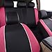 HORSE KINGDOM Leather Car Seat Covers Full Set, 3D Air Mesh Breathable Universal Auto Seat Cover for Women,Truck,Suvs,Sedans, Faux Leather with Airbag Compatible(Black and Pink)