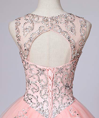 Gorgeous Long Prom Dreses Girls'Ball Gown Beads Quinceanera Dresses BD084 Pink