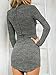 Dreagal Women Gray V Neck Long Sleeve Bodycon Mini Sweater Dress Top, Style1-Grey, Small