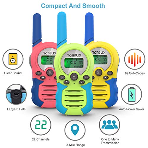 Kids Walkie Talkies, TONBUX 3 Pack walkie Talkie Long Range Set Radio