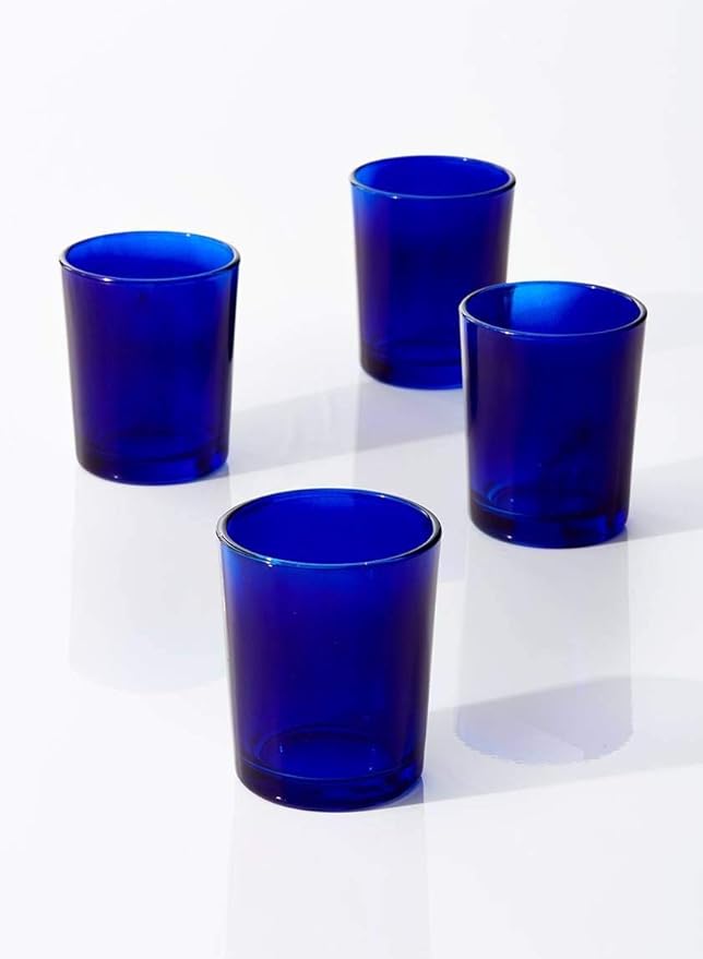 SC Set of 4 Blue Votive Tealight Candle Holders for Lighting Home