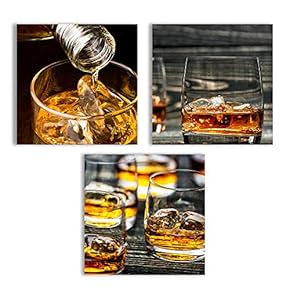Canvas Wall Art Abstract Vintage Wine Cup Pictures Home Wall Decorations for Kitchen Streched and Framed - 12"x12"x3 Panels