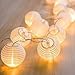 Lantern String Lights, DecorNova 10 Feet 15 LEDs Chinese Oriental Style Nylon Ball String Lights with Remote & UL Power Adapter for Christmas Fireplace Wedding Bedroom, Warm White