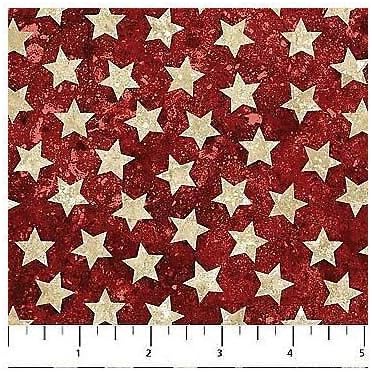 Land of The Free - Stars on Red 39101-24 Cotton Fabric by Northcott