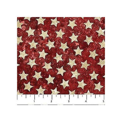 Land of The Free - Stars on Red 39101-24 Cotton Fabric by Northcott