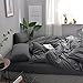 LIFETOWN 100% Jersey Knit Cotton Duvet Cover Set T-Shirt Feel Bedding Set Ultra Soft Wrinkle-Free (Heathered Dark Grey, King)