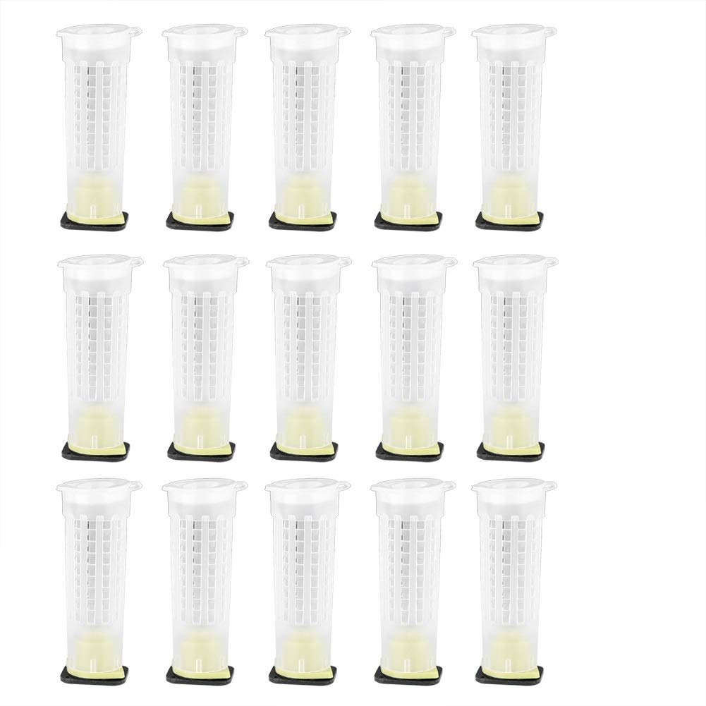 GOTOTOP 15Pcs Bee Queen Rearing Cages Multifunctional Anti-bite Protector Plastic Beekeeping Equipment Insect Tools(3x1.2x1.2in)