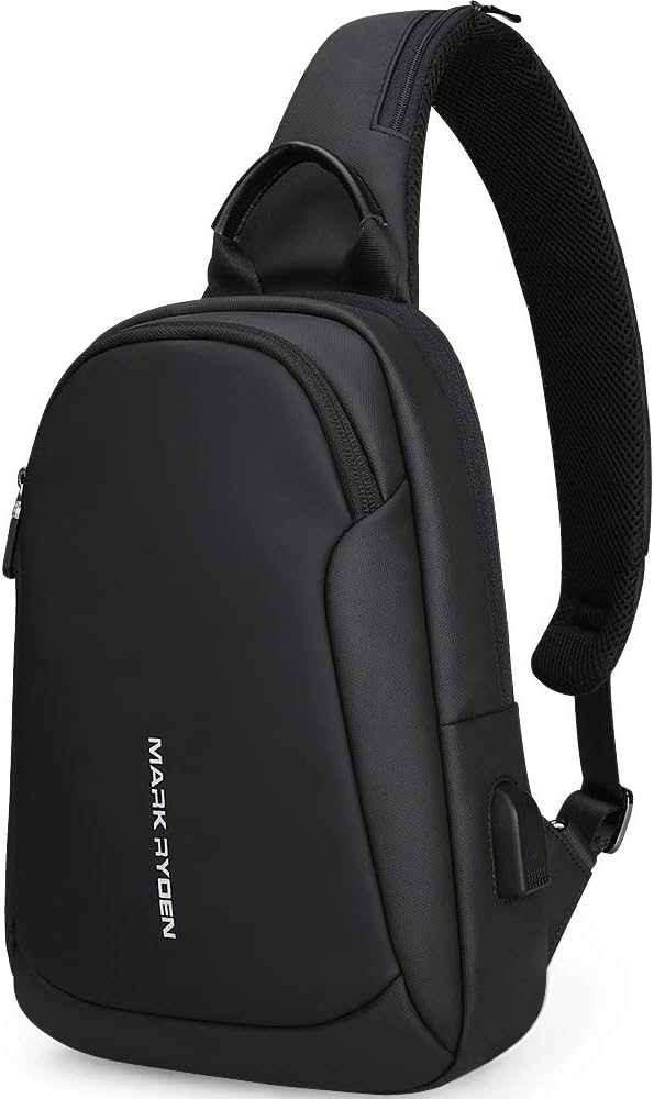 MarkRyden Anti-theft Sling Chest Bag Small Handbag for Men,Waterproof Crossbody Travel Shoulder Bag Fit for 9.7" ipad (Black-new)