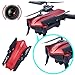SZJJX RC Drones Foldable Remote Control Wifi Quadcopter FPV VR Helicopter 2.4GHz 6-Axis Gyro 4CH with Adjustable Wide Angle 2MP HD Camera RTF SJ60 (Red)