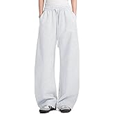FACDIBY Womens Barrel Sweatpants Fleece Lined Wide Leg Sweat Pants Cotton Elastic Waisted Trousers with Pockets