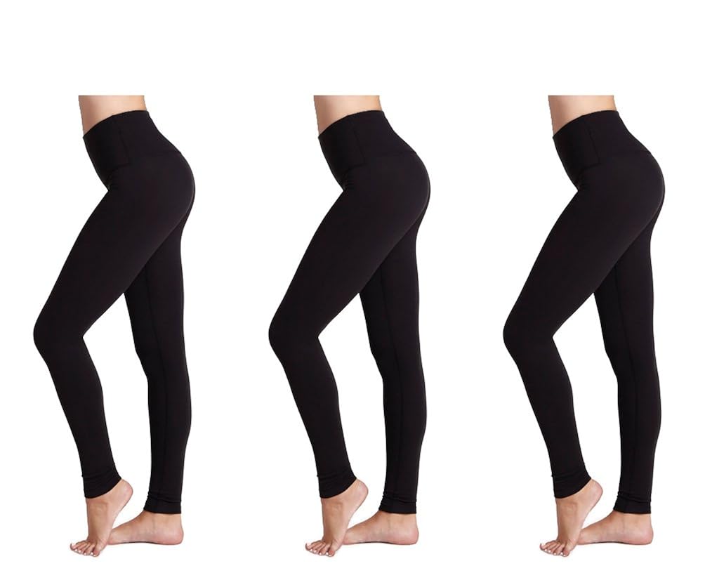 FM London Women's Thermal Brushed Fleece Seamless Leggings(3 Pack