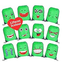 Emoji Drawstring Backpack, Pouch Sackpack Lightweight Pull String Dancing Bags, Casual Fashion Expression Shoulders Daypack with Zipper for School/Gym/Birthday Party. ... (Green)