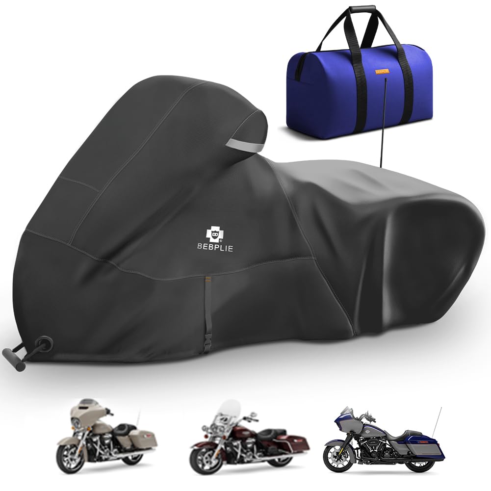 Photo 1 of BEBPLIE Motorcycle Cover Waterproof for Touring Models Road KingLow Rider-ST Indoor & Outdoor Storage Black