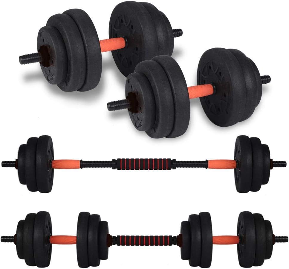 koulate Dual Use Fitness Dumbbell Set, 44lbs Adjustable Weight Strenghth Training Bodybuilding Gym Equipment Indoor Workout Muscle Body Training Barbell Kit for Home Gym