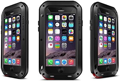 Hi5Gadget iPhone 6 Plus Weatherproof Hard Shell Aluminum Metal Case with Gorilla Glass Dustproof Shockproof Dirtproof Protective Cover for Apple iPhone 6 Plus 5.5 Inch IP 65 Rated Waterproof Rugged Case (Black)