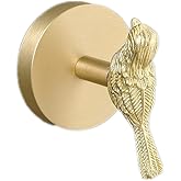 JfwuHap HwrtYeg Bird Shape Hooks - 1 Pcs Brass Towel Robe Hooks, No Drill Wall Mount, Stainless Steel & Brushed Brass Finish, Ideal for Bathroom & Kitchen