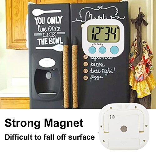3 Pack Digital Kitchen Timer Magnetic Back Big LCD Display Loud Alarm Minute Second Count Up Countdown With ON/OFF Switch For Kitchen, Homework, Exercise, Game(3 White) - Thumbnail 5