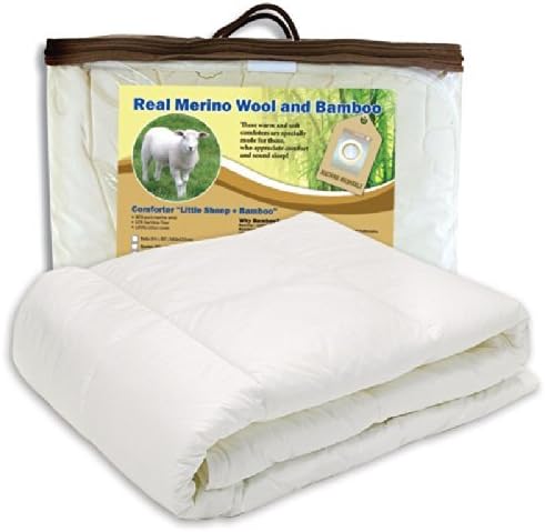 All Season Hypoallergenic Sheep Wool and Bamboo Comforter King Size 101x90'' (256x228 cm), Machine Washable White Color