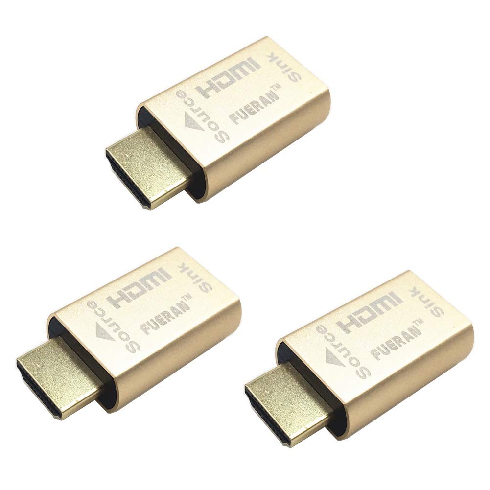 FUERAN HDMI Pass-Through EDID Emulator for use with video splitters, Switches and Extenders (fit-Headless) 1920 * 1080@60hz-3pack