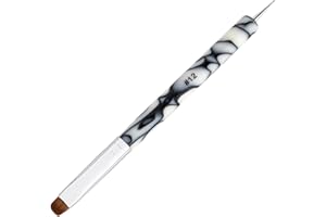 MOND'SUB French Manicure Brush - 2 Way Nail Art Brush with Dotting Tool for Cuticle Clean Up & Nail Art Design - Professional Salon Quality, Dotting Pen (White, 12#)