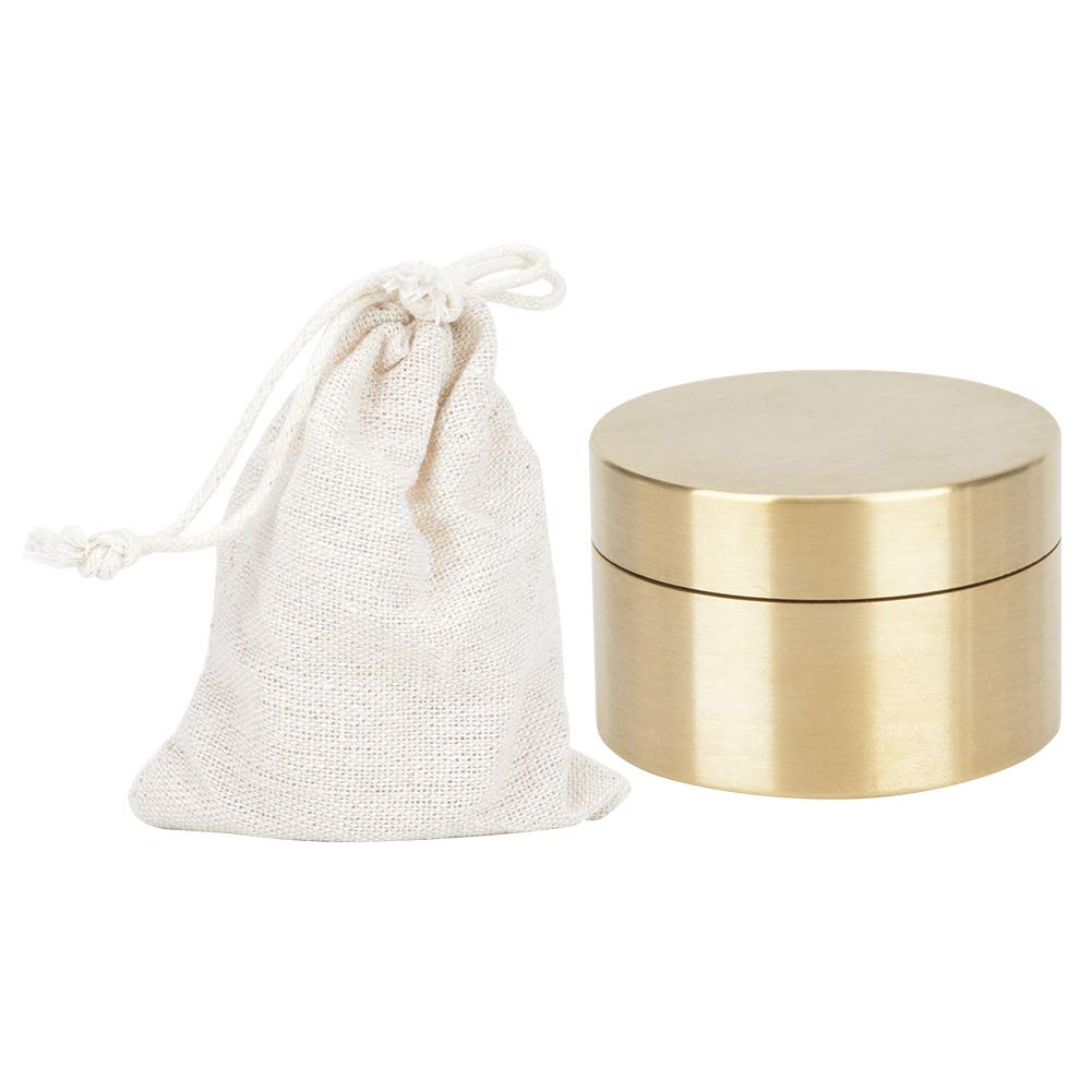 Brass Pill Box, Mini Round Shape Waterproof Dustproof Solid Brass Container Holder Metal Pill Container for Purse Pocket Travel, Small Outdoor Survival Pill Storage Case(Medium)