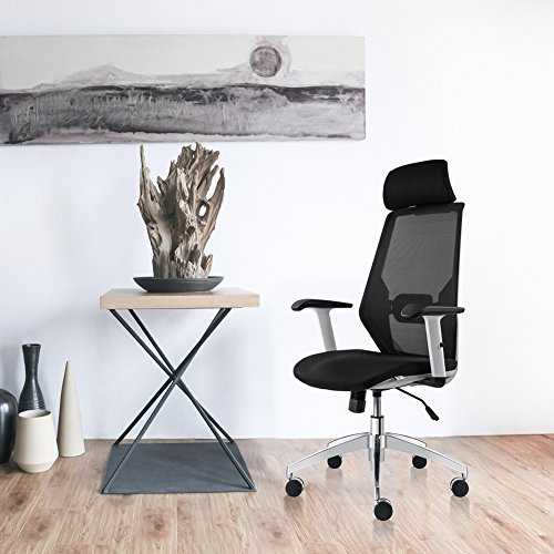 Bonum Ergonomic Mesh Office Chair High-Back Swivel Computer Task Chair Adjustable Headrest with Adjustable Armrest Lumber Support Desk Executive Chair (Matte Black)