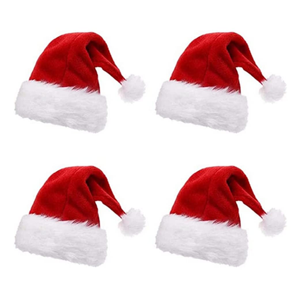 YKKJ 4 pcs Christmas Hat，Xmas Hat Holiday，Fur Santa Hat for New Year Festive Party Christmas Supplies.