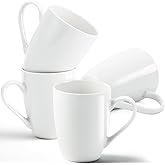 Bgtecho White Coffee Mugs Set of 4, 12 oz Ceramic Coffee Mug Porcelain Tea Cups with Handle, Tea Mugs for Latte, Hot Cocoa, Milk, Dishwasher & Microwave Safe