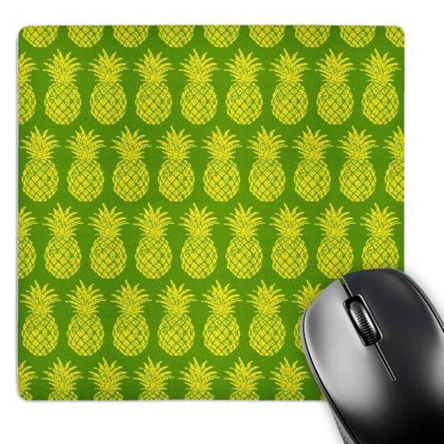 3D Rose "Cool Tropical Pineapple Pattern in Green and Yellow" Matte Finish Mous…