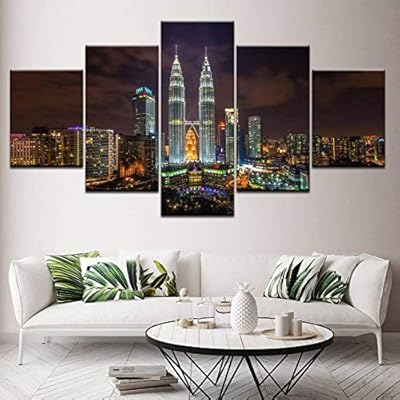 Mondfh 5 Canvas Paintings Canvas Picture Wall Art Hd Print Image 5 Beautiful Twin Towers Cityscape Poster Home Decor Buy Online At Best Price In Uae Amazon Ae