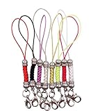 Dcatcher Mixed Colors Mobile Cell Phone Cords Charms Strap Lariat with Lobster Clasp for Cellphone/iPod/Mp3/Mp4/USB Flash Drive, 8 PCS, Silver