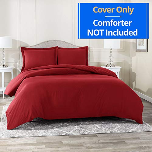 Nestl Burgundy Red Duvet Cover King Size Soft King Duvet Cover Set, 3