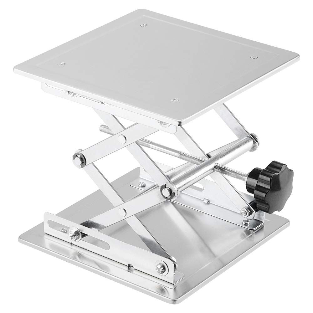 Labasics Lab Scissors Jack, 200 x 200 mm Stainless Steel Laboratory Support Jack Platform Lab Lift Stand Table, Expandable Lift Height Range from 85 mm to 280 mm, Support Weight 15KG