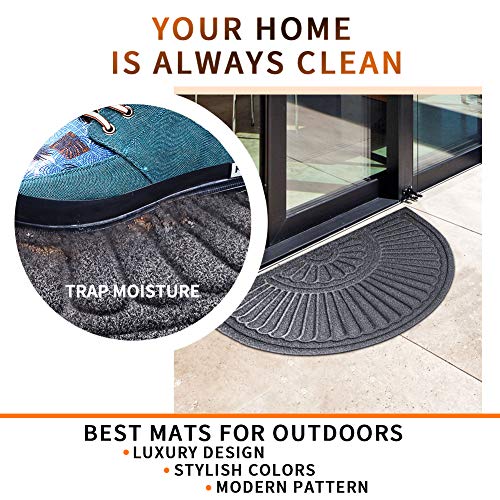 image for Mibao Half Round Entrance Door Mat, 24 x 36 inch Winter Durable Large 